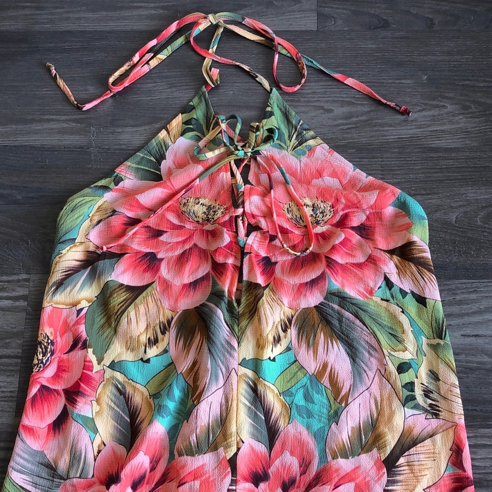 Show Me Your Mumu Lo Lace Up Mini Dress Swim Coverup Beach Tropical Medium - Picture 4 of 13